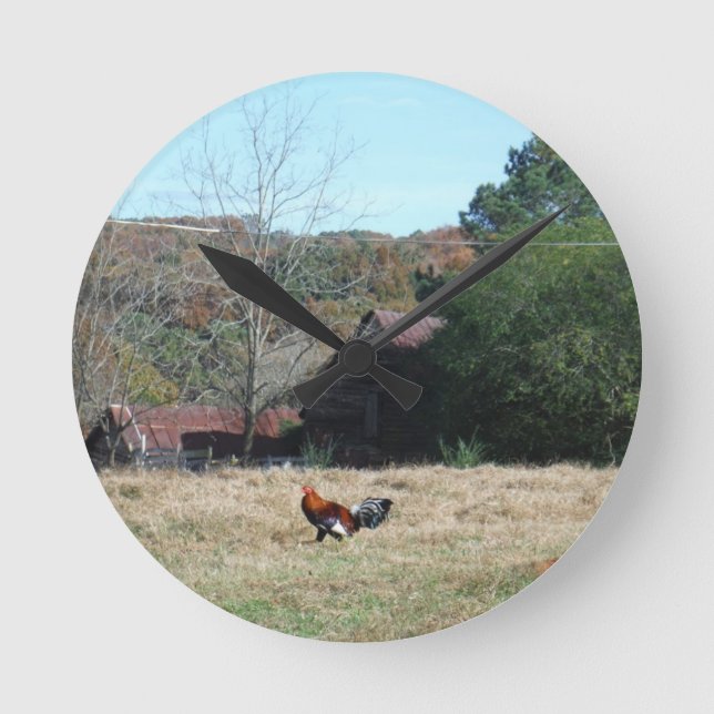 Rooster at the Farm Photo by Sandy Closs. Round Clock (Front)