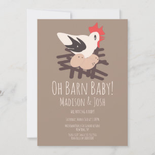Rooster Barn Animals Farm Baby Shower Art Invitation