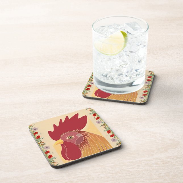 Rooster Beverage Coaster (Right Side)