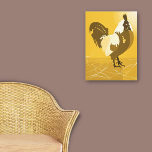 Rooster Bird Country Animal Yellow Family Home Canvas Print