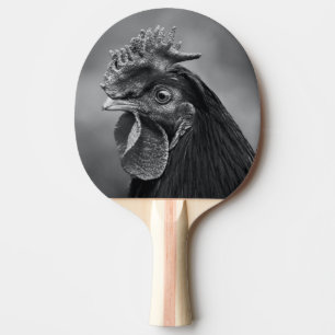 Rooster Black and White Ping Pong Paddle