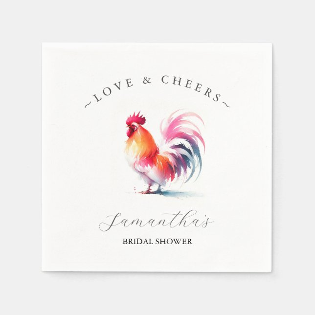 Rooster Bridal Shower Theme Napkin (Front)