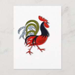 Rooster Cartoon Animated Customise Red Postcard