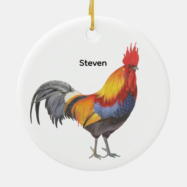 Rooster Ceramic Tree Decoration (Back)