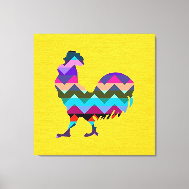 Rooster Chevron Canvas Print (Front)