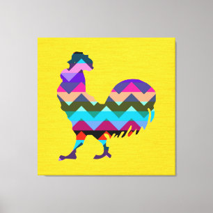 Rooster Chevron Canvas Print