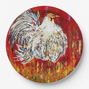 Rooster Chicken 9 inch paper plates set