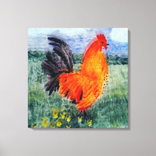 Rooster Chicken Art Country Canvas Print (Front)