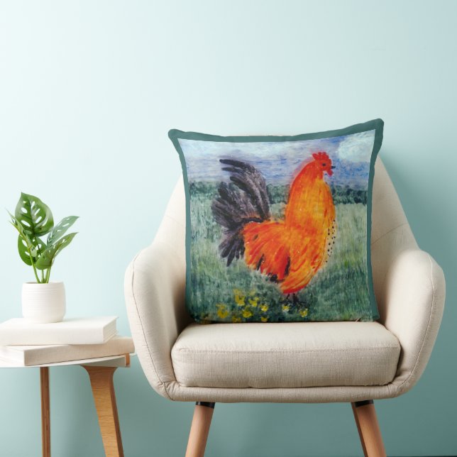Rooster Chicken Art Cushion (Chair)