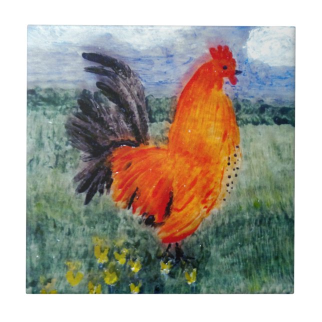 Rooster Chicken Art Tile (Front)