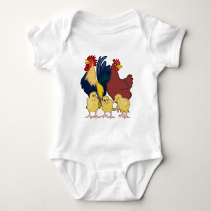 Rooster Chicken & Chicks Baby Bodysuit