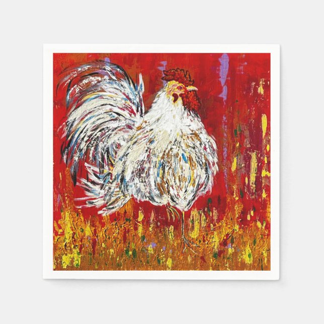 Rooster Chicken Cocktail Napkins (Front)