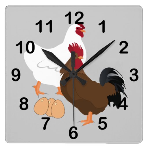 Image of Rooster Chicken Eggs Square Wall Clock