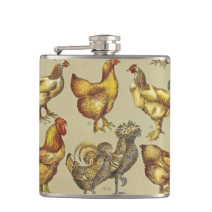 Rooster Chicken Farm Animal Poultry Country Hip Flask