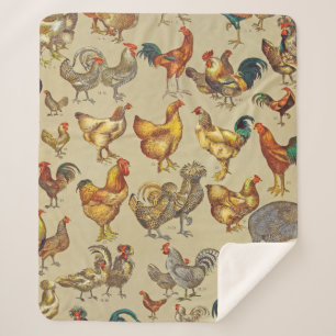 Rooster Chicken Farm Animal Poultry Country Sherpa Blanket