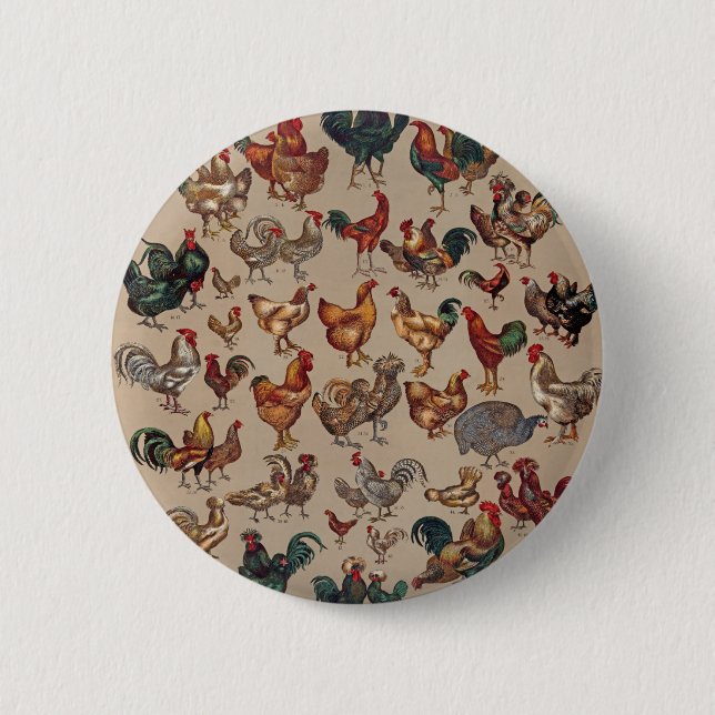Rooster Chicken Farm Country Animal 6 Cm Round Badge (Front)