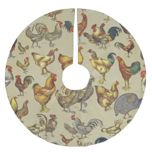 Rooster Chicken Farm Country Animal Brushed Polyester Tree Skirt
