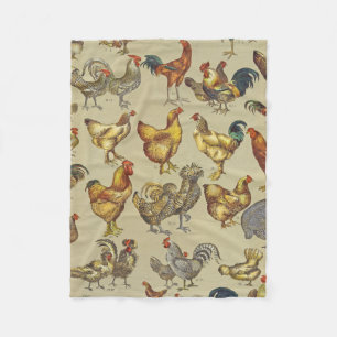 Rooster Chicken Farm Country Animal Fleece Blanket