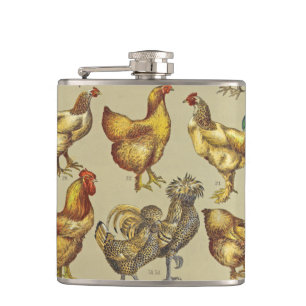 Rooster Chicken Farm Country Animal Hip Flask