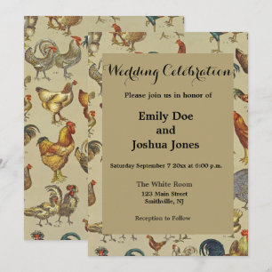 Rooster Chicken Farm Country Animal Invitation
