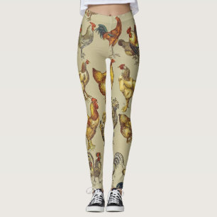 Rooster Chicken Farm Country Animal Leggings
