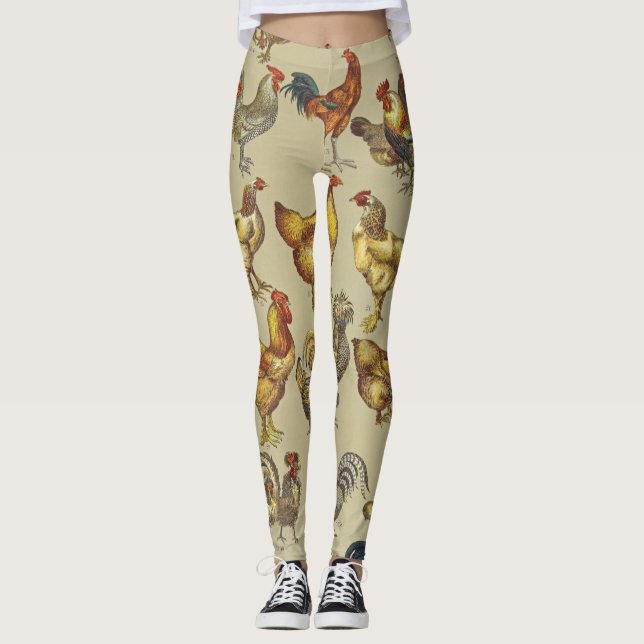 Rooster Chicken Farm Country Animal Leggings (Front)