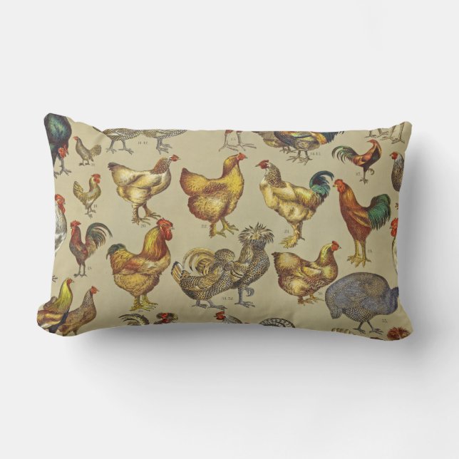 Rooster Chicken Farm Country Animal Lumbar Cushion (Front)