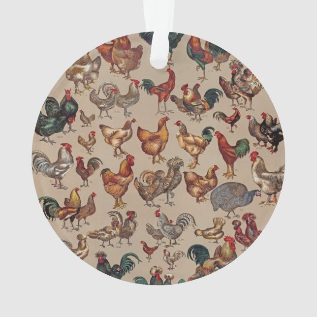 Rooster Chicken Farm Country Animal Ornament (Back)