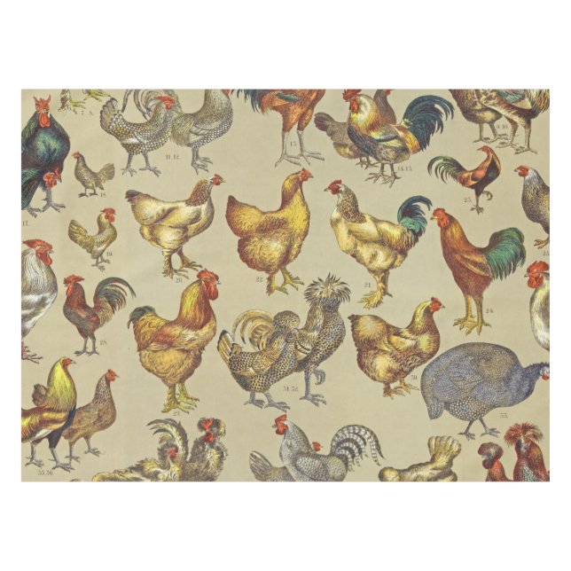Rooster Chicken Farm Country Animal Tablecloth (Front (Horizontal))
