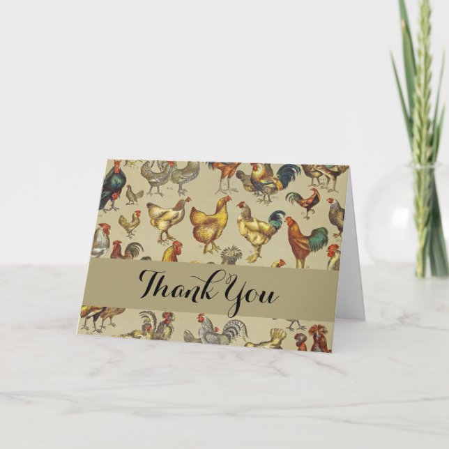 Rooster Chicken Farm Country Animal Thank You Card (Front)