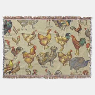 Rooster Chicken Farm Country Animal Throw Blanket