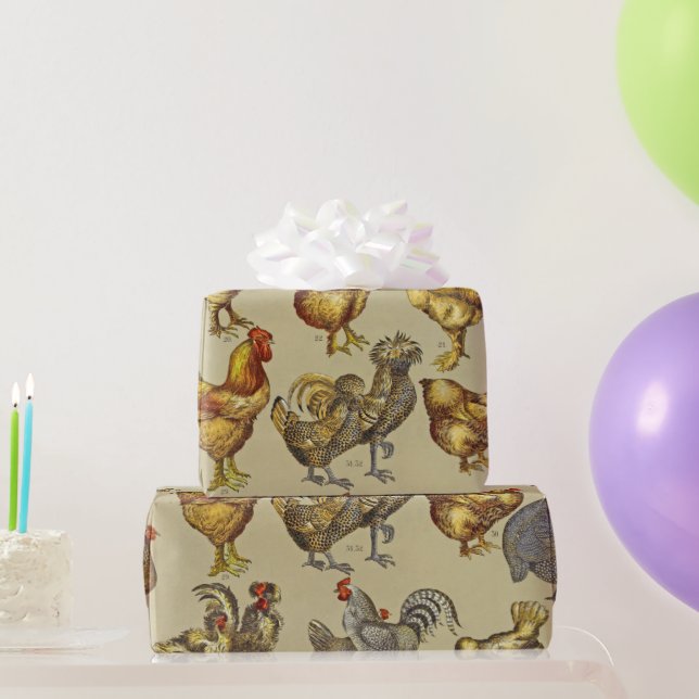Rooster Chicken Farm Country Animal Wrapping Paper (Party Gifts)