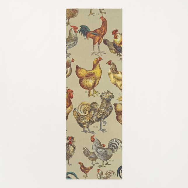 Rooster Chicken Farm Country Animal Yoga Mat (Front)