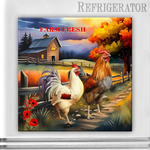 Rooster Chicken Farm Country Kitchen Magnet