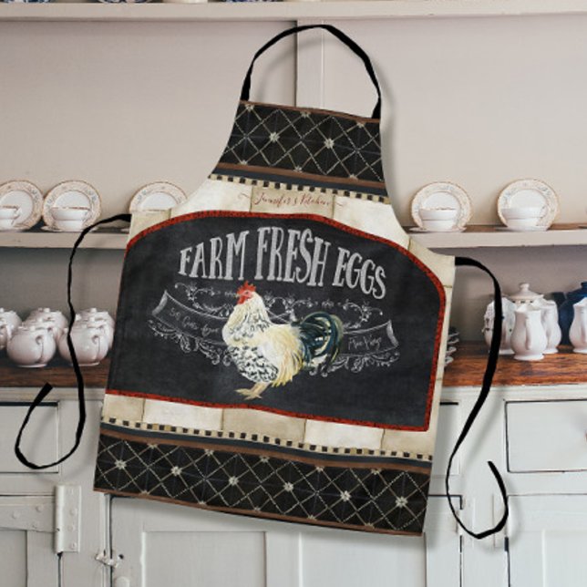 Rooster Chicken Farm Fresh Eggs Rustic Farmhouse Apron (Creator Uploaded)
