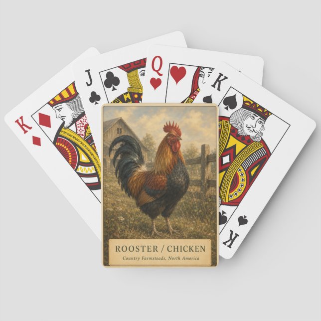 Rooster Chicken Farmstead VINTAGE Playing Cards (Back)