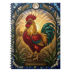 Rooster / Chicken Farmyard Dawn Illumina Stained G Notebook