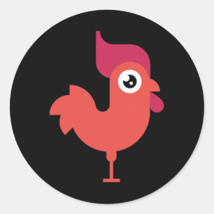 Rooster Chicken Game Graphic Animal Mascot Design  Classic Round Sticker