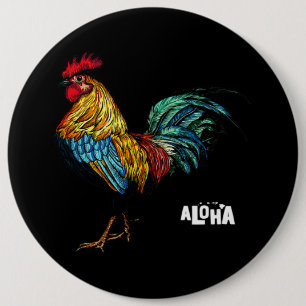 rooster chicken hawaii aloha hawaiian 157 6 cm round badge