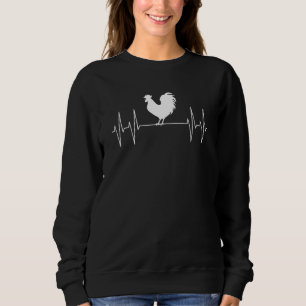 Rooster Chicken On Cardiogram Line Poultry Farming Sweatshirt