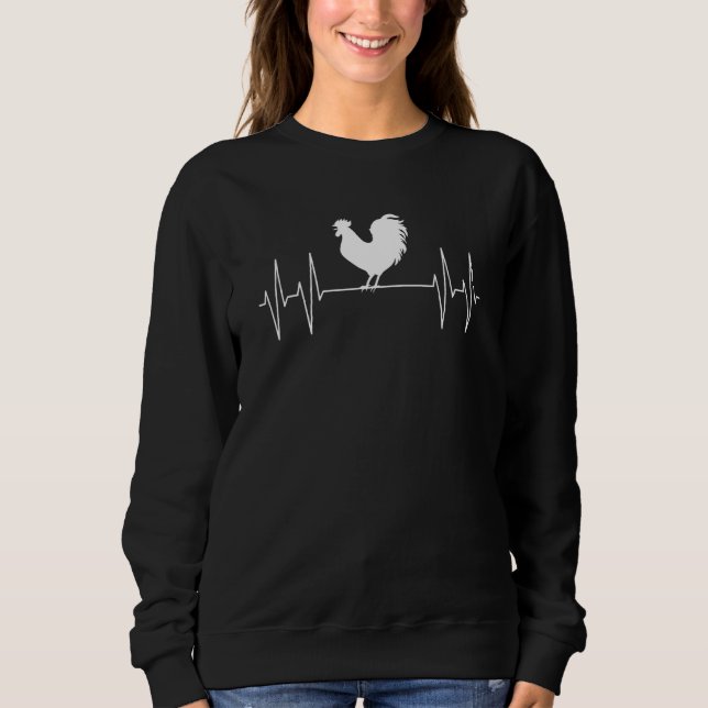 Rooster Chicken On Cardiogram Line Poultry Farming Sweatshirt (Front)