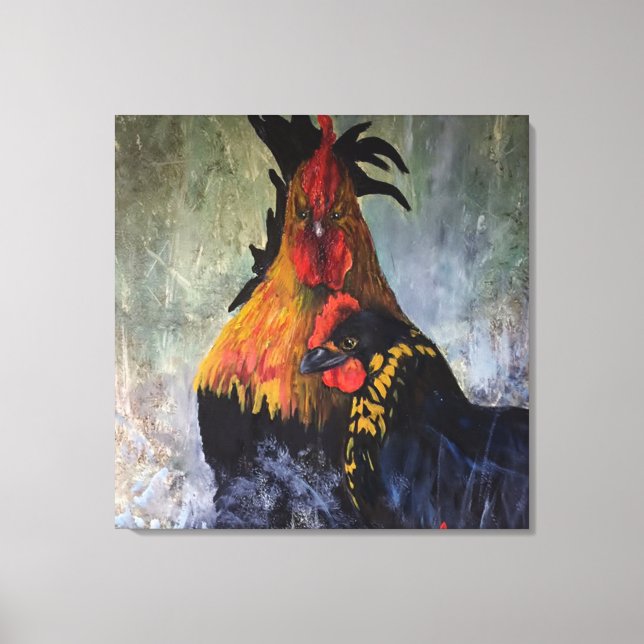 Rooster Chicken Rustic Farm Animal Canvas Print (Front)
