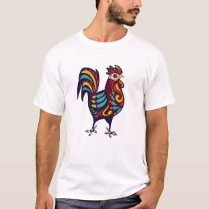 Rooster Chicken Sugar Skull Calavera Muertos Hallo T-Shirt