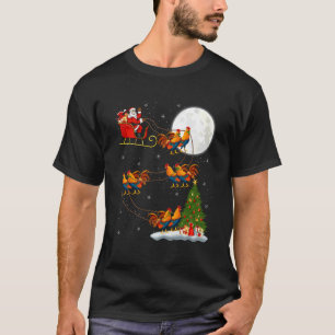 Rooster Chickens Santa Sleigh Flying Funny Magical T-Shirt