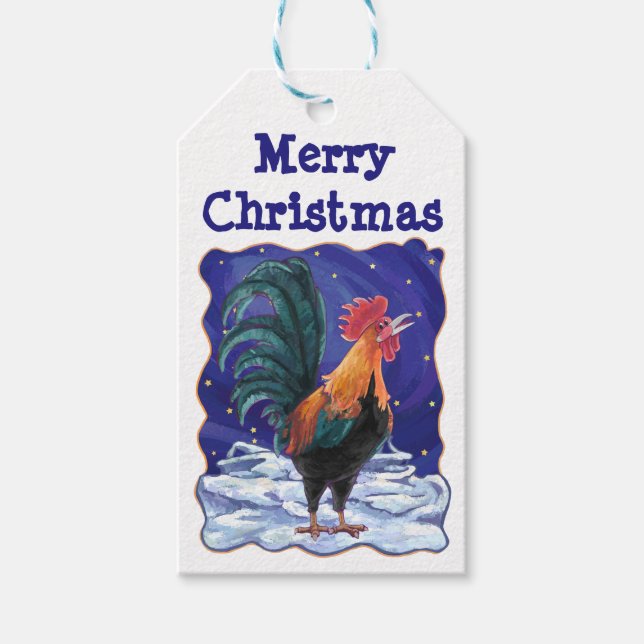 Rooster Christmas Gift Tags (Front)