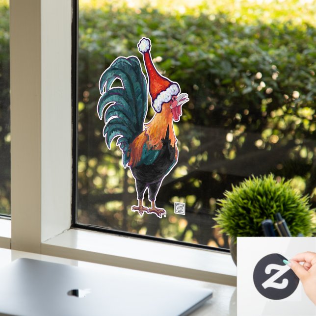 Rooster Christmas Window Cling (Office)