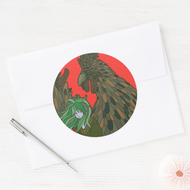 Rooster Classic Round Sticker (Envelope)