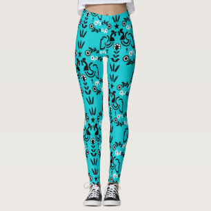 Rooster Cockerel Nordic Scandinavian Folk Art Leggings