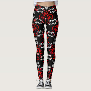 Rooster Cockerel Nordic Scandinavian Folk Art Leggings