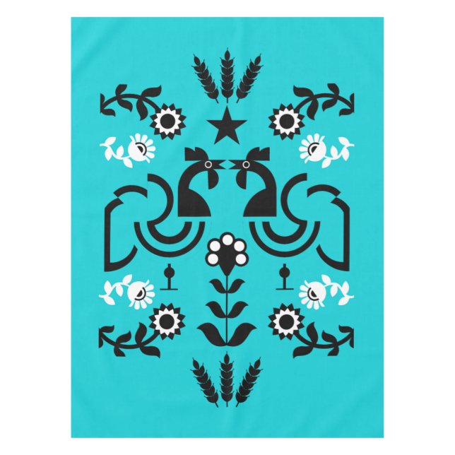 Rooster Cockerel Nordic Scandinavian Folk Art     Tablecloth (Front)